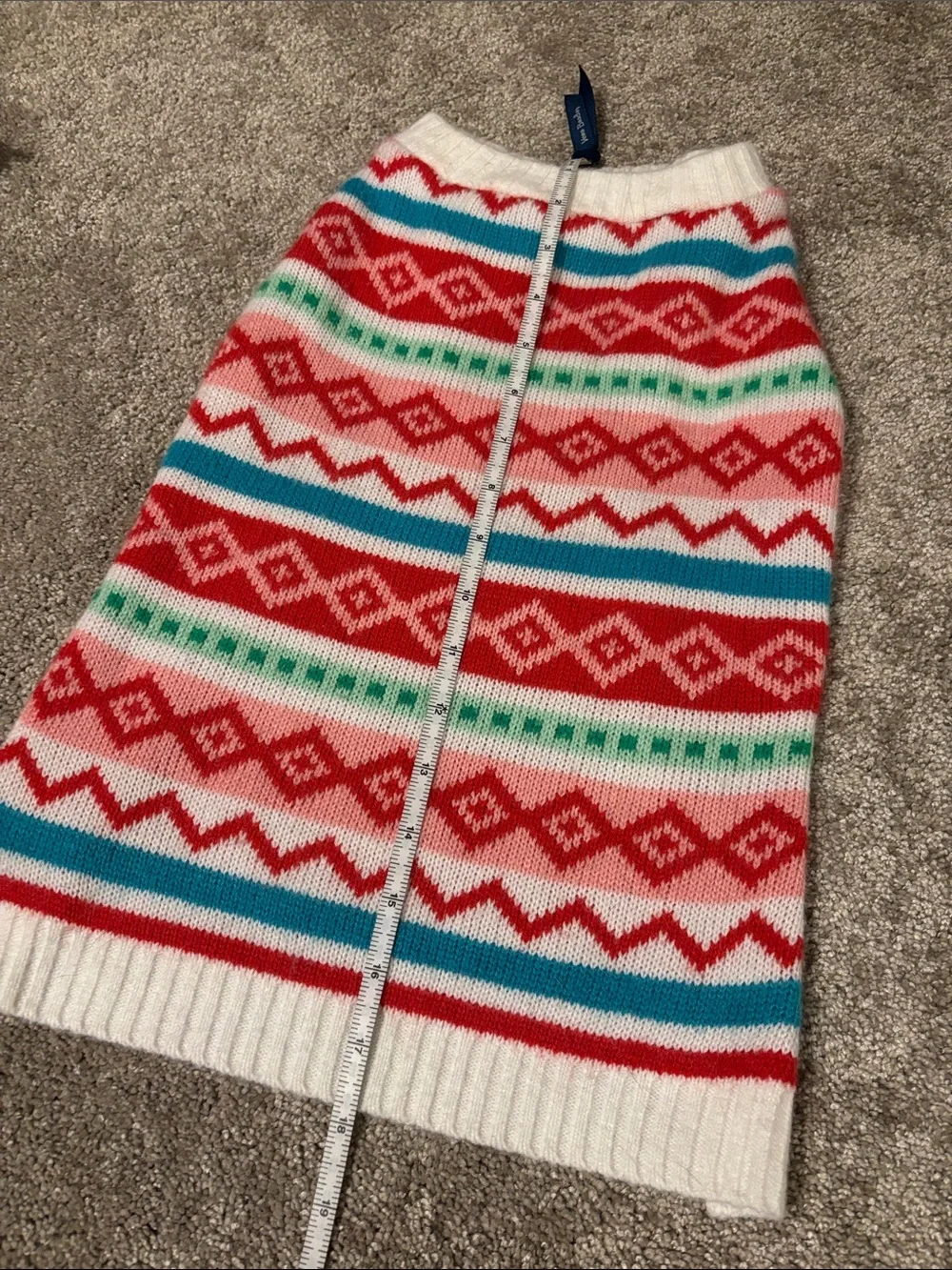 Striped Fair Isle Knit Sweater Vest in Red, Teal & Green